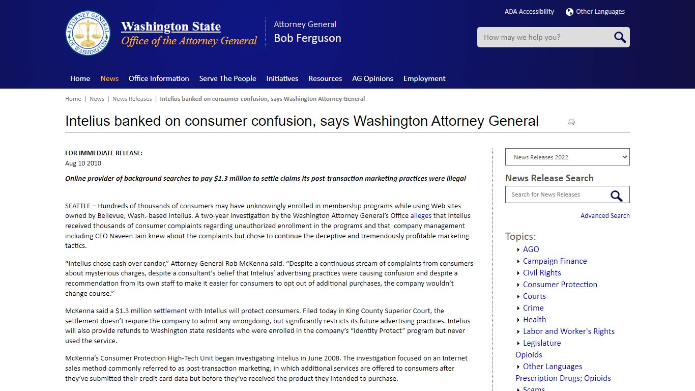 Intelius banked on consumer confusion, says Washington Attorney General ...